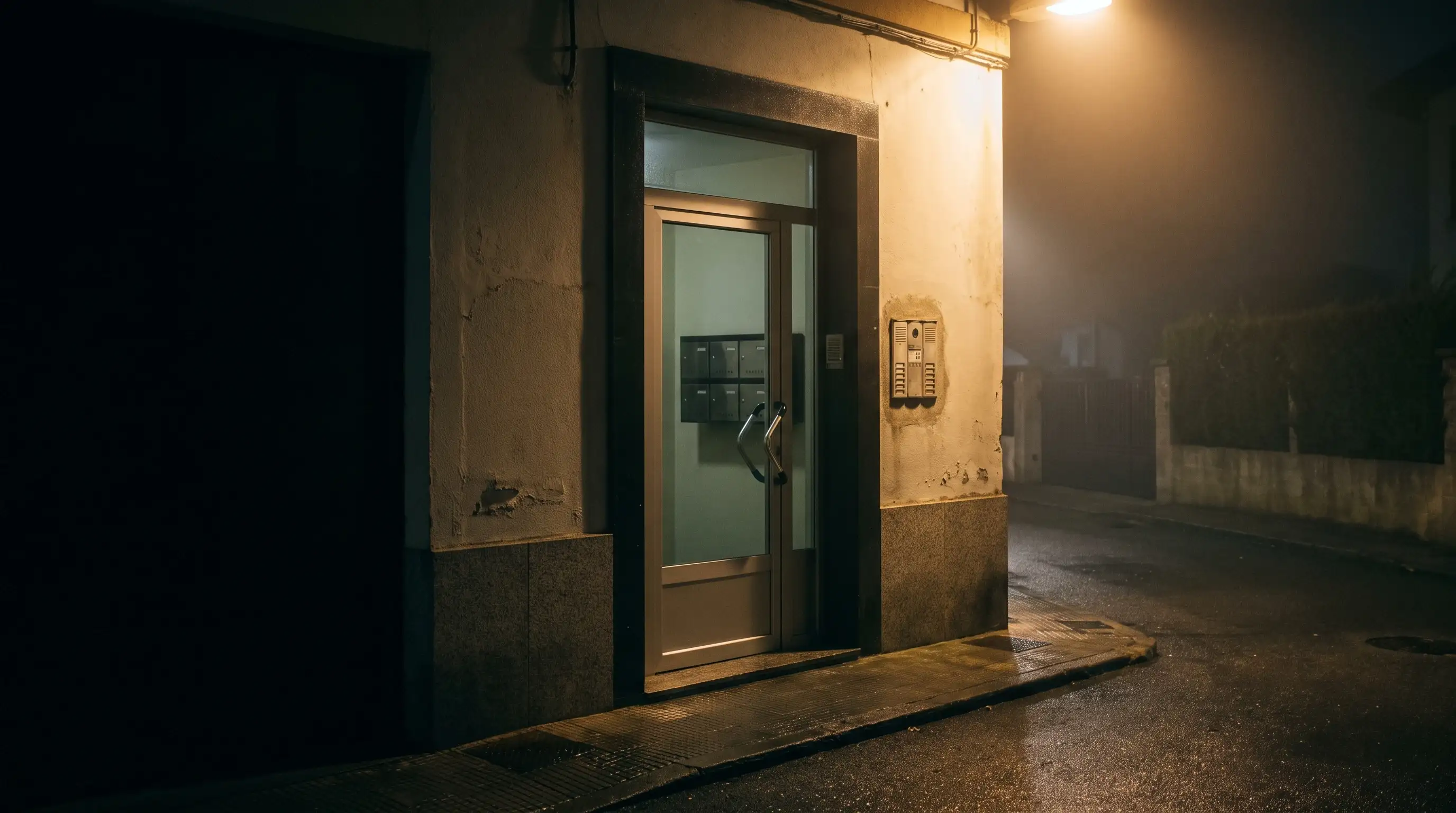 Furgón de cerrajería de urgencia trabajando de noche